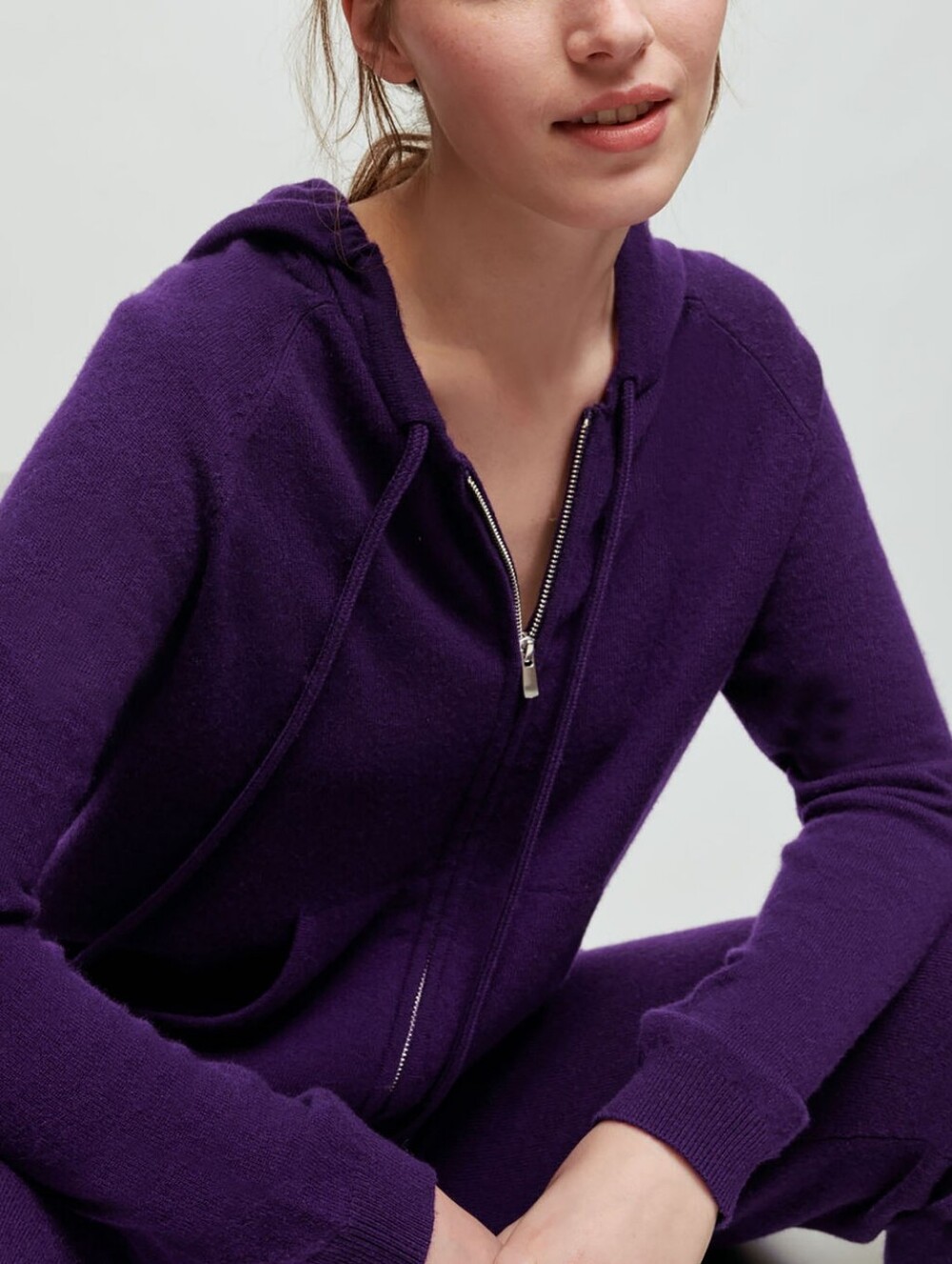 Maje Cashmere Blend Zip Up Hoodie Violet Purple Size 1 US 4 Small